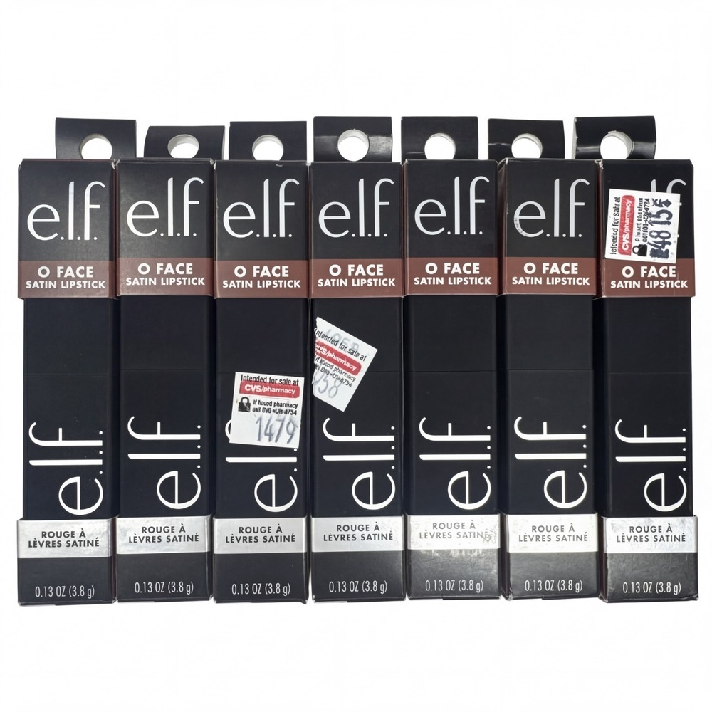 7X e.l.f.  O Face Satin Lipstick DRIVE 0.13 oz Black Case 0.13 oz Sealed New Elf
